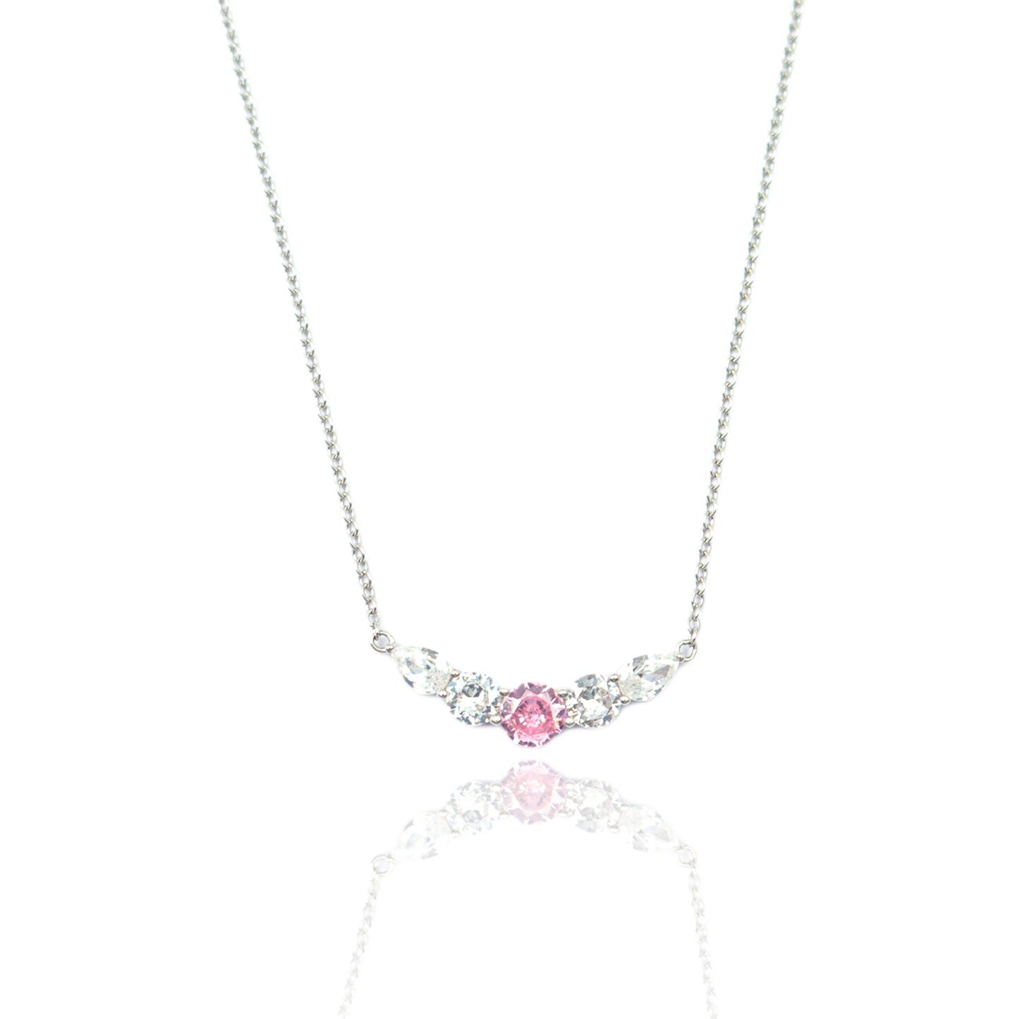 Pink Sapphire Gemstone Tennis Necklace