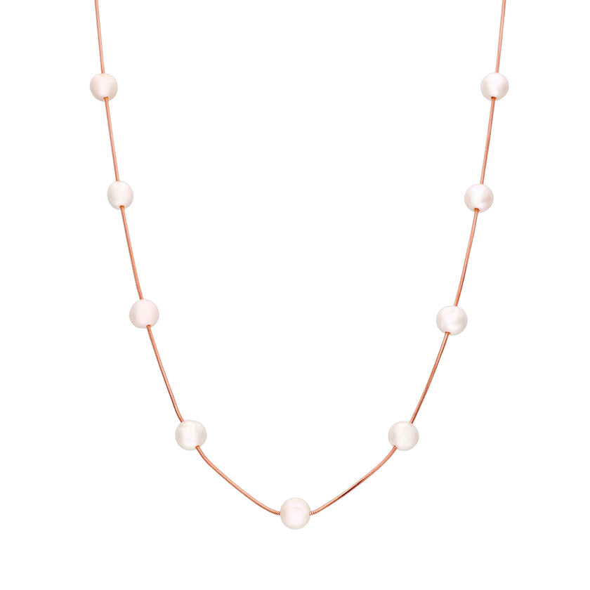 Rose Gold White Pearl Necklace