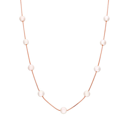 Rose Gold White Pearl Necklace