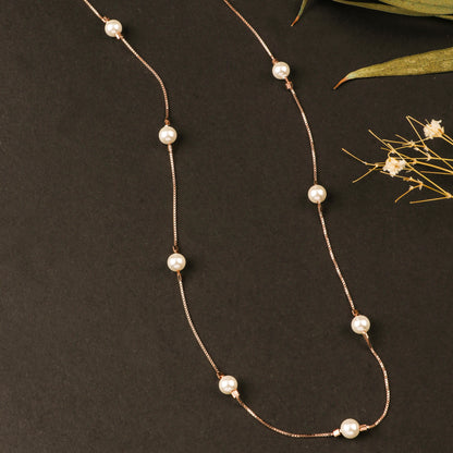 Rose Gold White Pearl Necklace