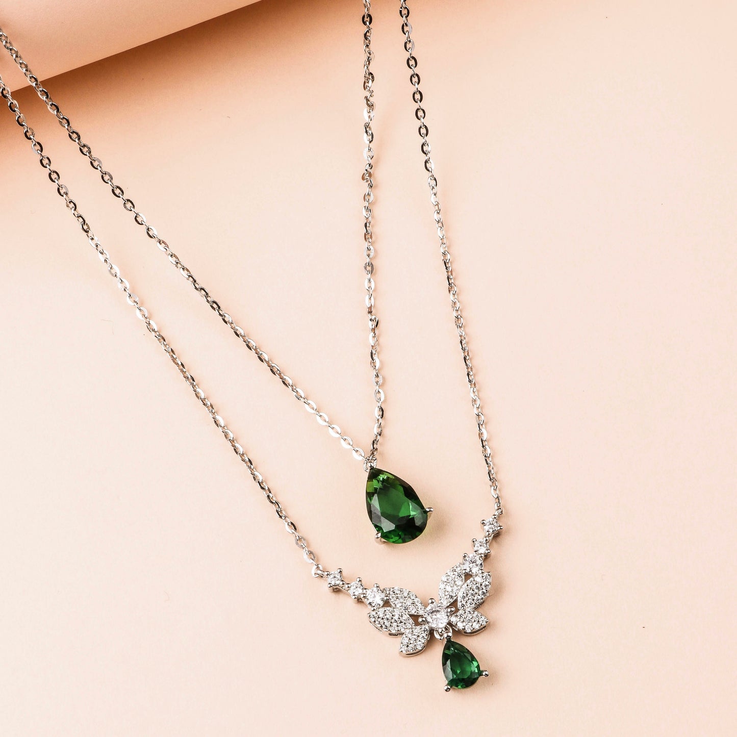 Emerald Green Butterfly Zircon Set