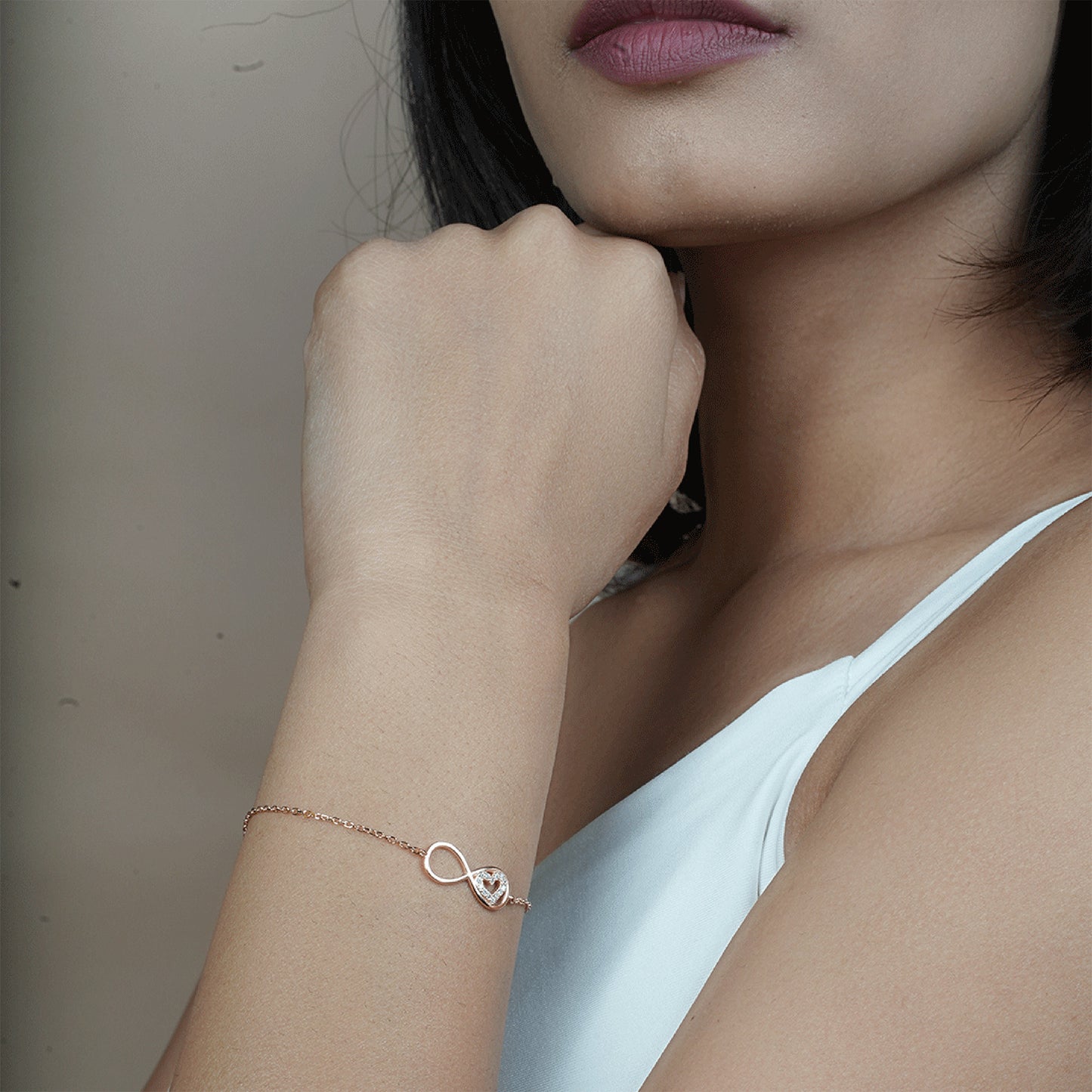 Rose gold infinity bracelet