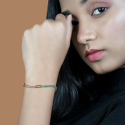 Half emerald chain bracelet