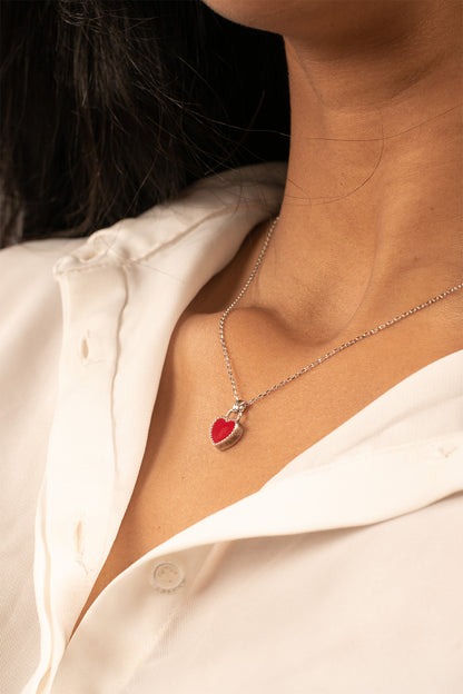 Enamel heart necklace