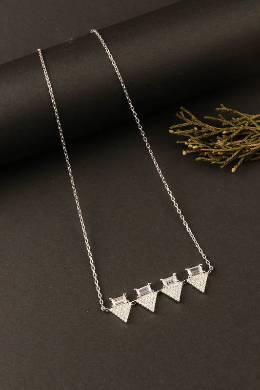 Silver blooming pyramid necklace