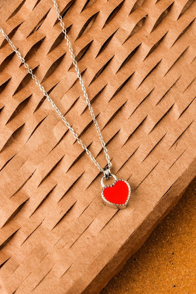 Enamel heart necklace