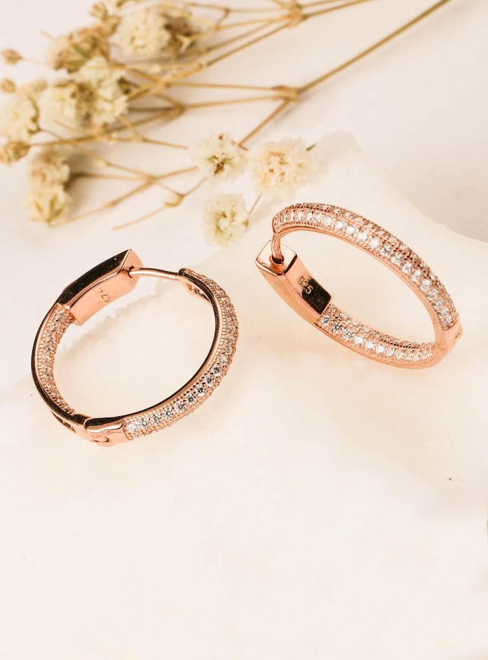 Stone hoop earrings