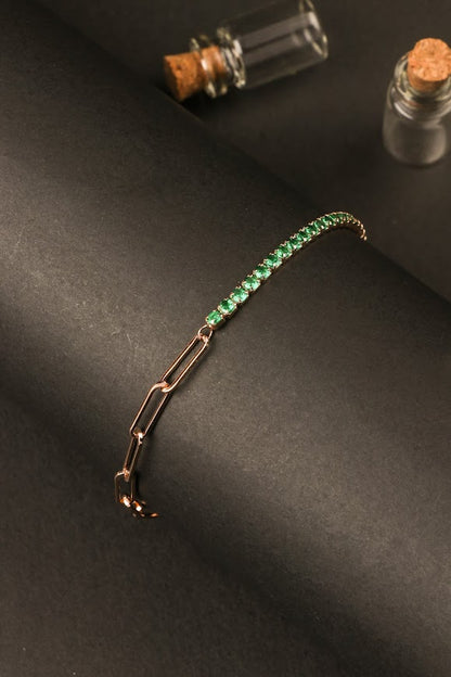 Half emerald chain bracelet