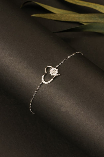 Heart flower zirconia bracelet